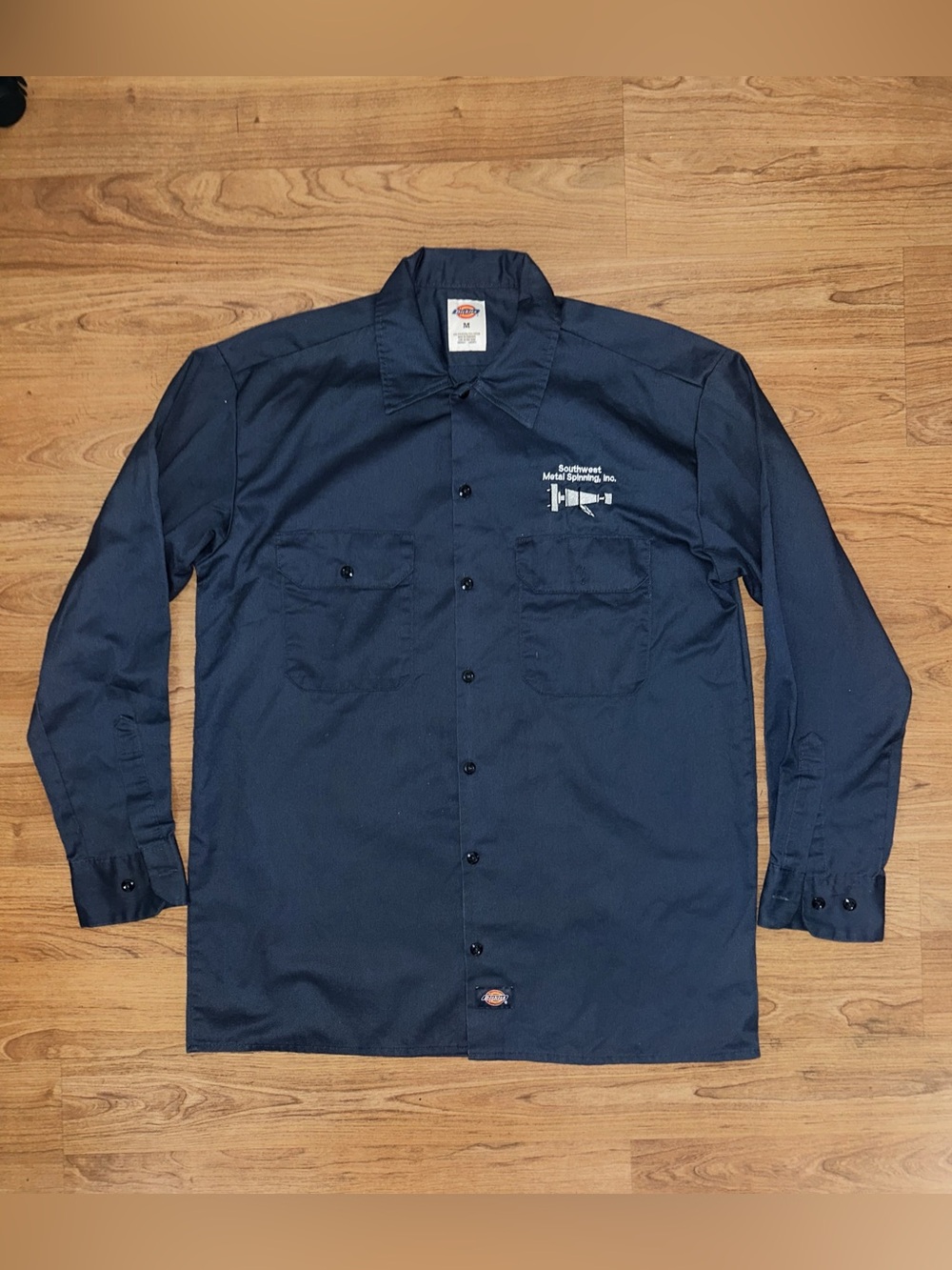 Dickies Navy Long Sleeved, Southwest Metal Spinning, Inc. Work Shirt Size Medium